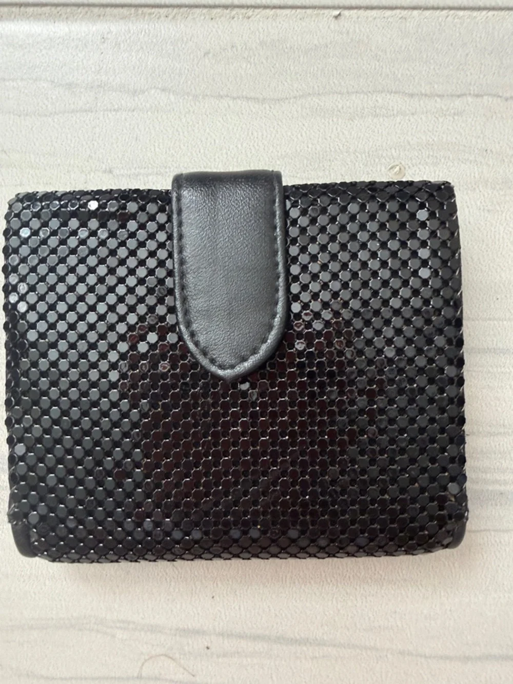Whiting & Davis Black Snap Wallet